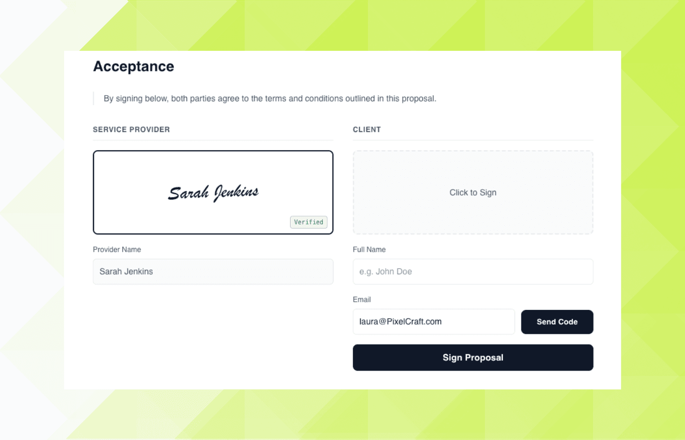 Propogen proposal preview in dark section